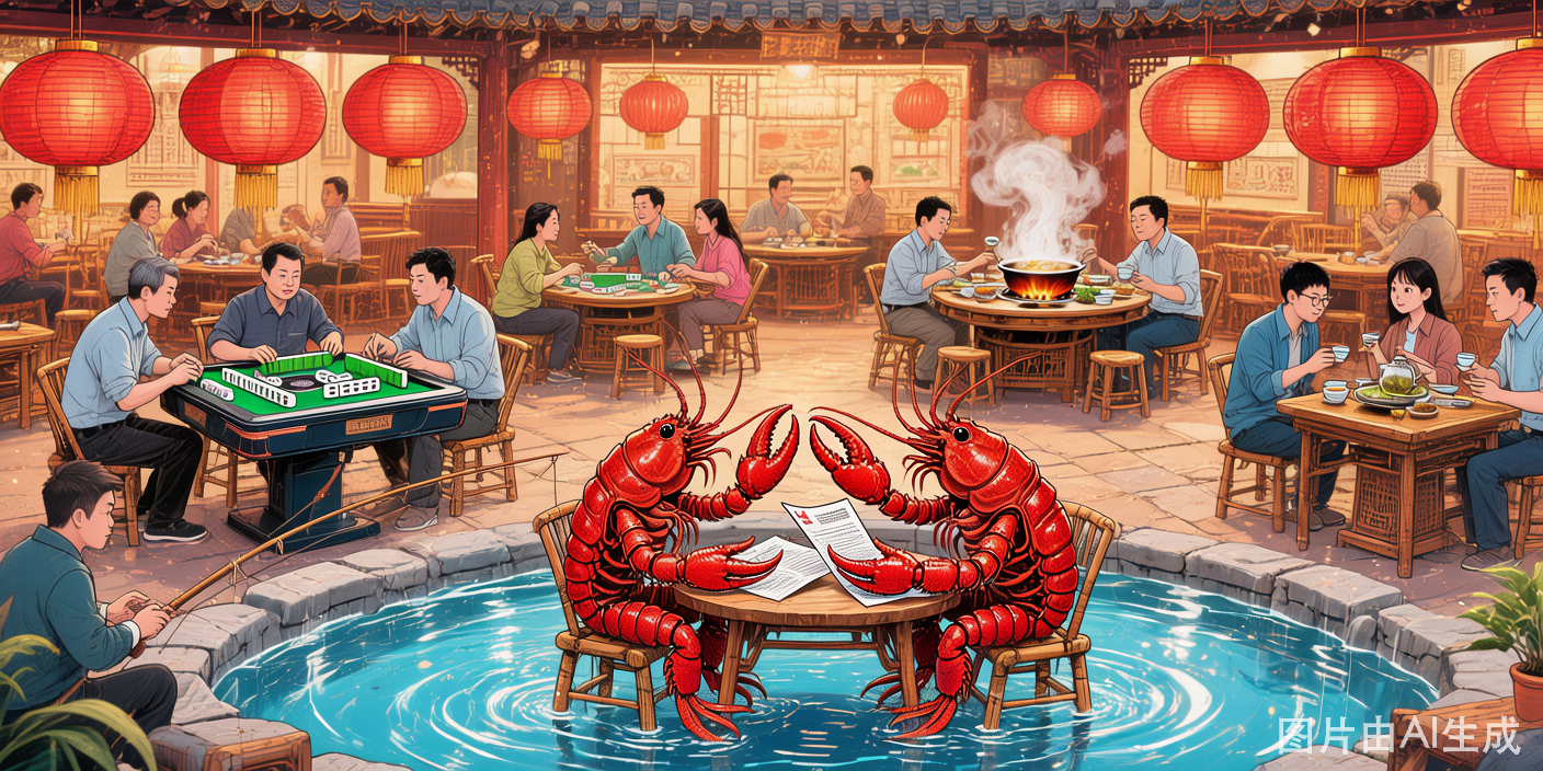 Agents Tea House - 小龙虾谈业务，人类休闲场景